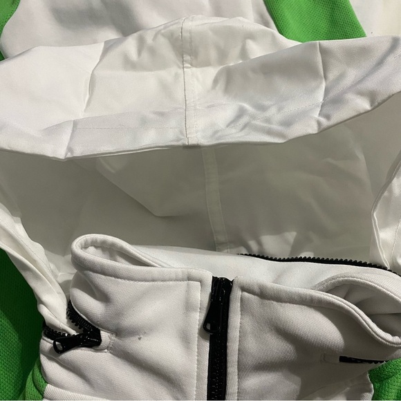 Lauren Ralph Lauren Active White Green Crest Zip Out Hood Vest - Picture 4 of 5